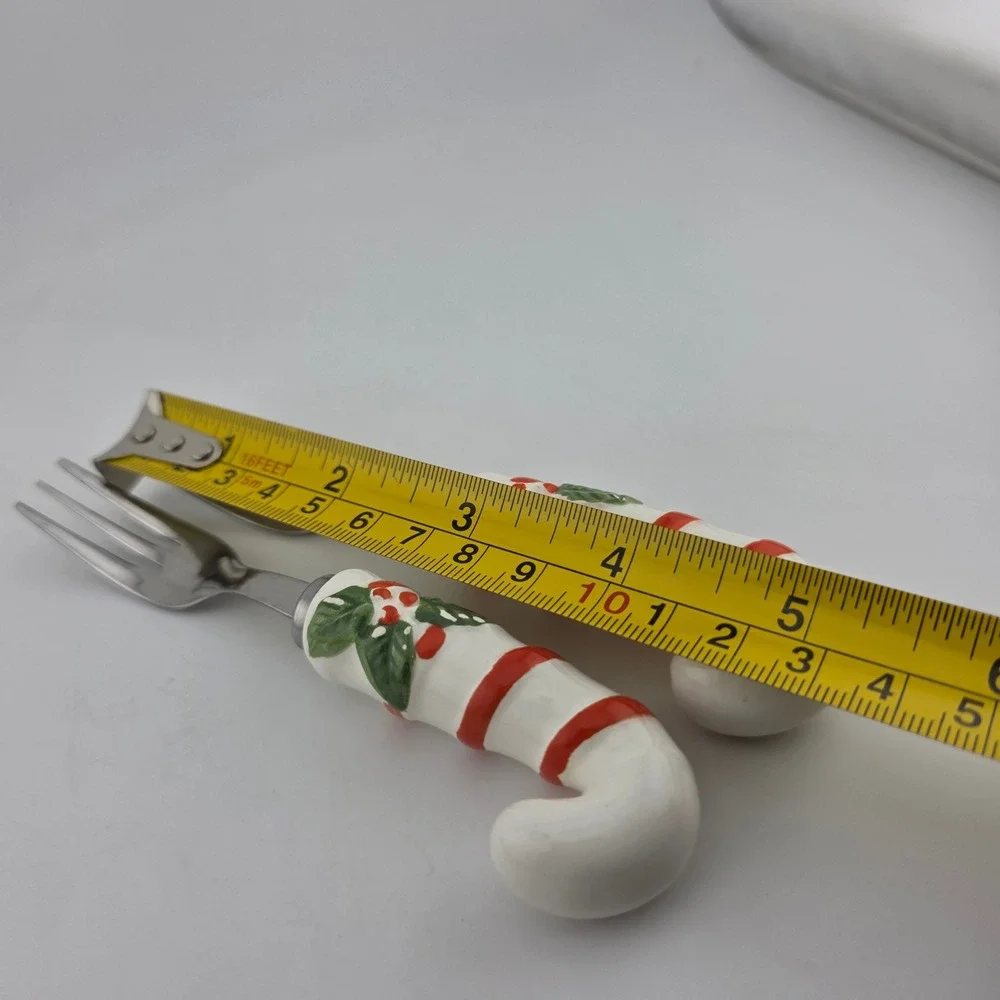 Christmas Holiday Hors D'Oeuvres Candy Cane Appetizer Forks Porcelain Japan